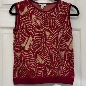 St. John Sport Red and Gold Patterned Sleeveless Top
